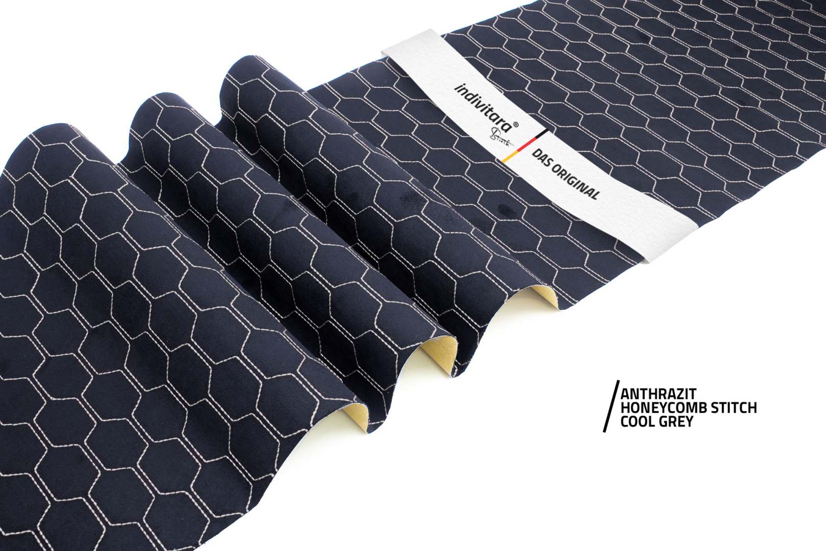indivitara® Premium Stitch - selbstklebender Mikrofaserstoff Premium mit echten Nähten - Meterware - verschiedene Farben